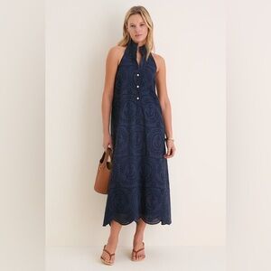 TUCKERNUCK Navy Nautical Eyelet Jagger Dress Size L NWT Retail $198 Tuckernuck